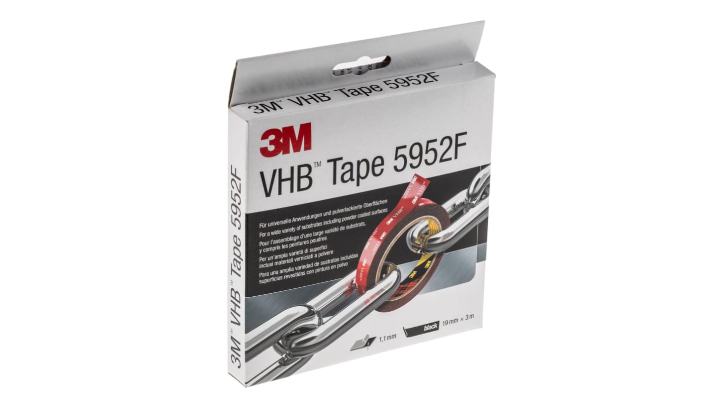 3M 5952F, VHB™ Black Foam Tape, 19.0mm x 3.0m, 1.10mm Thick