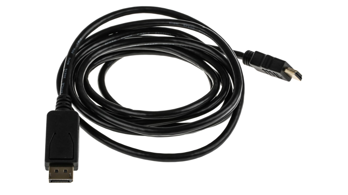 RS PRO Male DisplayPort to Male HDMI, PVC  Cable, 1080p, 3m
