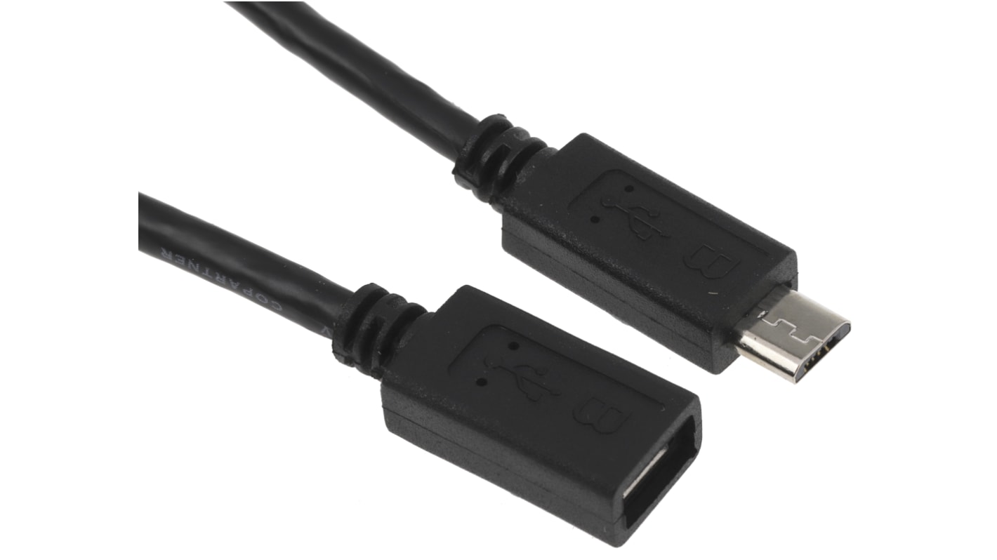 Kabel USB Złącze A Micro USB typu B Złącze B Micro USB typu B dł. 500mm Przewód przedłużający USB USB 2.0 kolor: Czarny