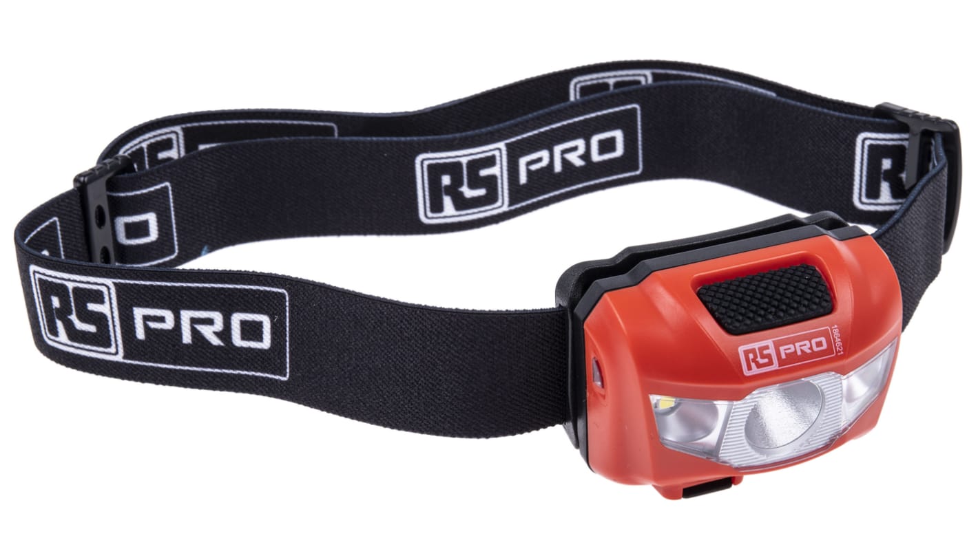 Linterna frontal RS PRO, 250 lm, alcance 66 m, recargable, batería Li-Po, IPX6