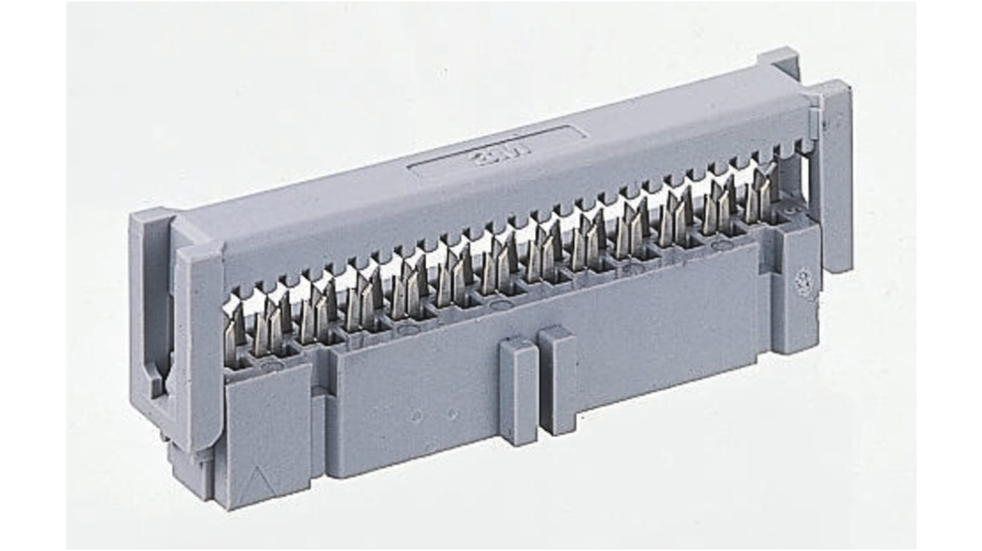 3M IDC连接器, 母座, 26p, 2.54mm间距, 2排, 电缆安装, IDC端接, 直角, 891系列