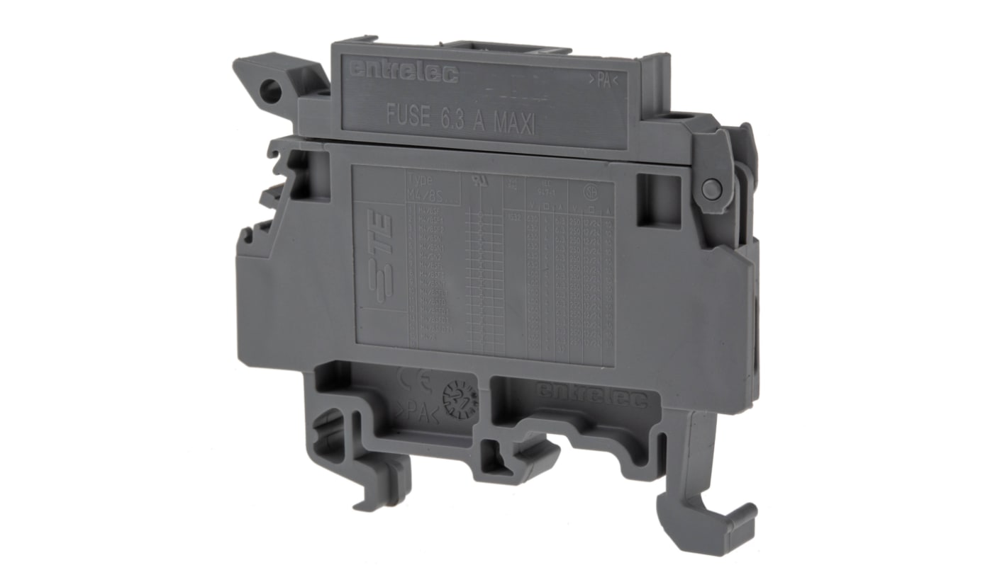 Entrelec 1SNA115657R2500 MA Series Grey, 4mm², Screw Termination, Fused