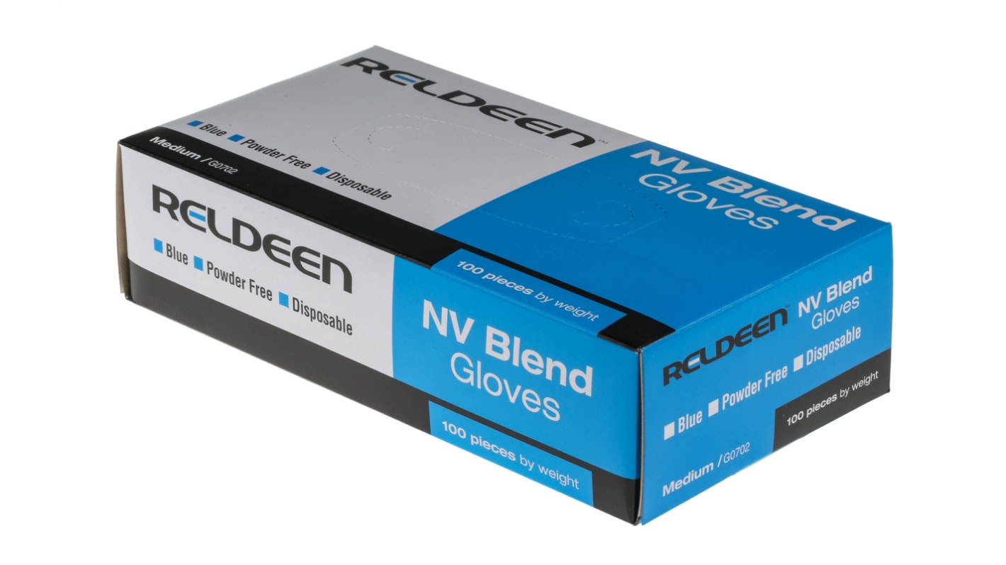 Reldeen Blue Powder-Free Vinyl Disposable Gloves, Size 7, Small, 100 per Pack