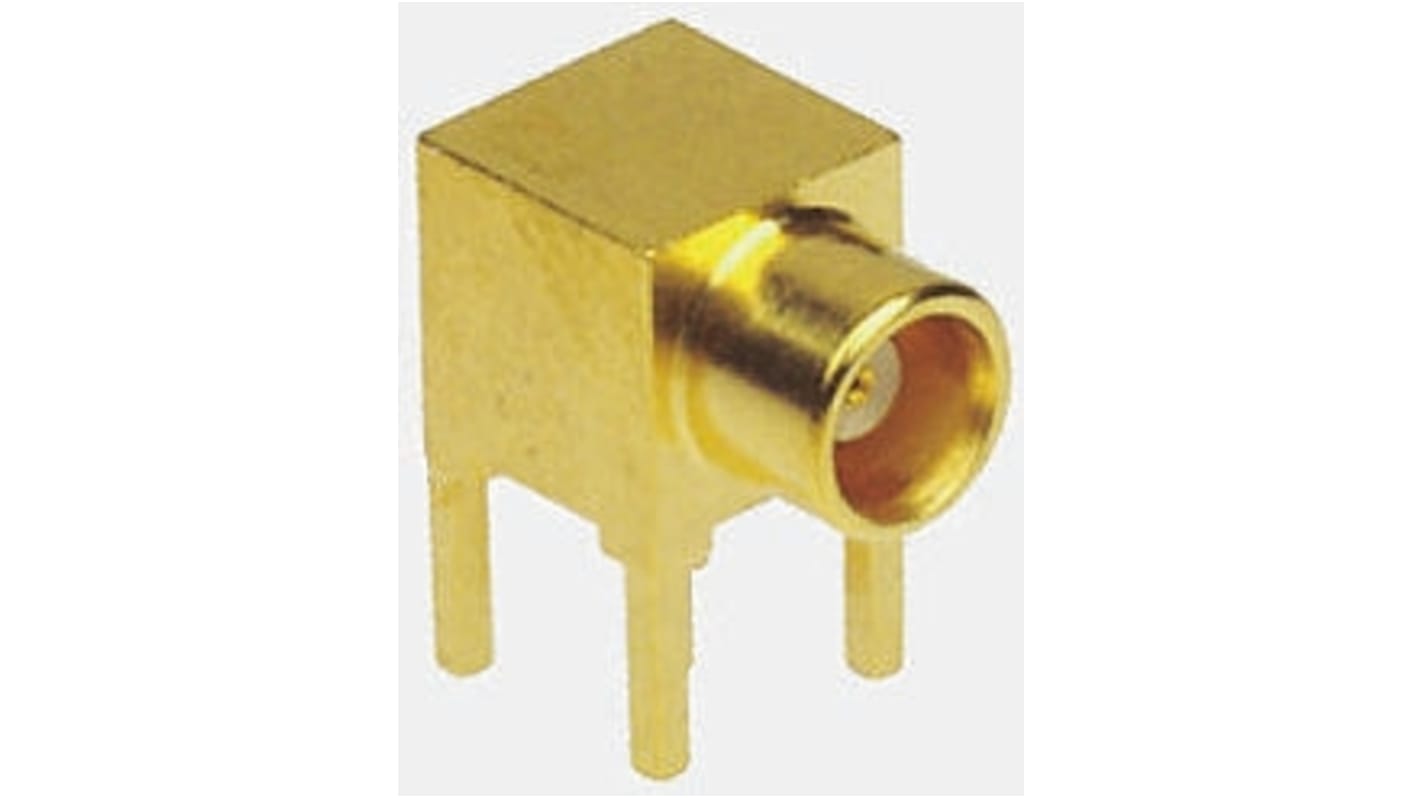 Amphenol RF, jack Through Hole MCX Connector, 50Ω, Solder Termination, Right Angle Body