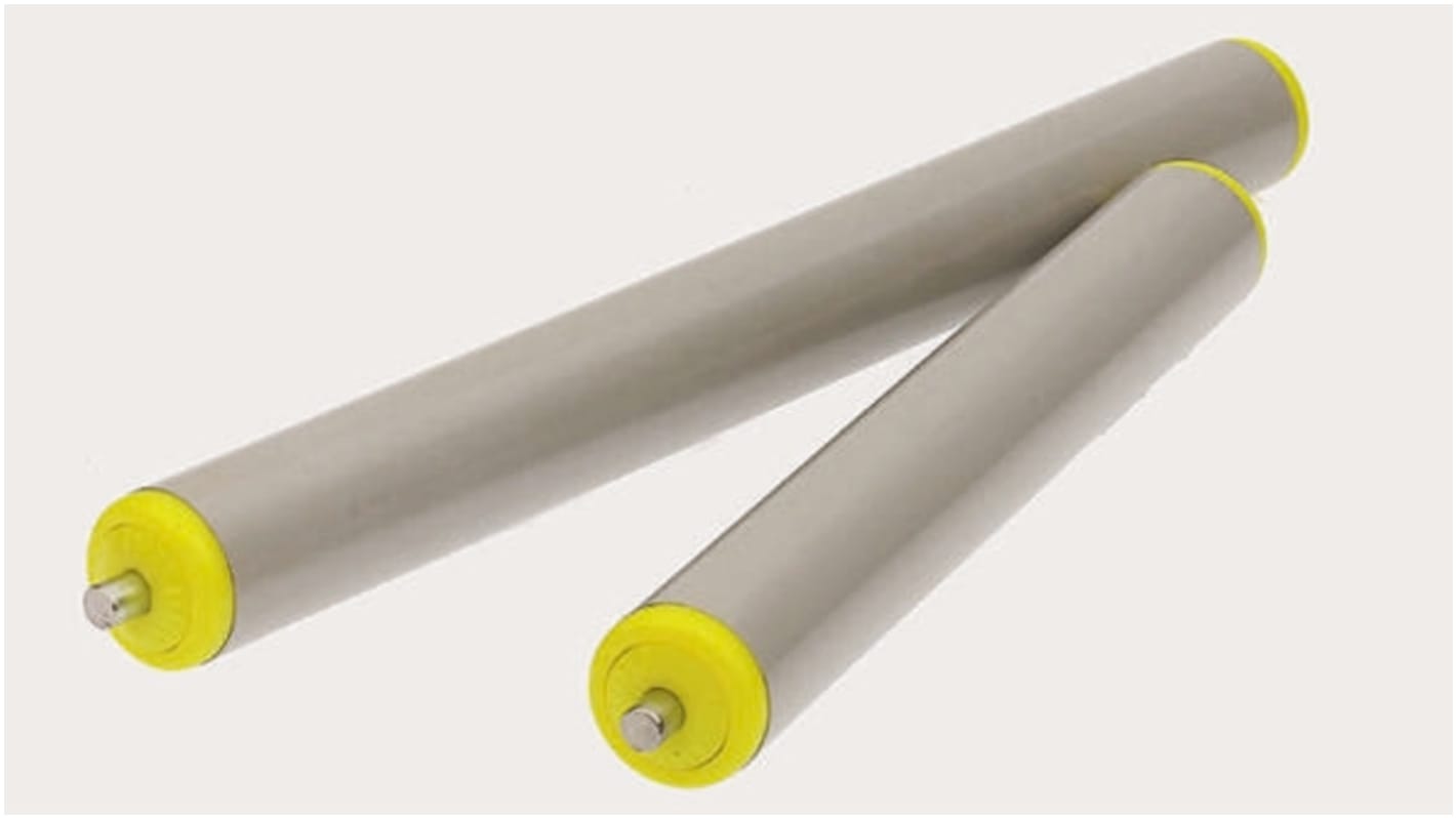 Interroll Zinc Plated Steel Round Conveyor Roller 50mm Dia. x 600mm L, Steel, 10mm Spindle, 630mm Overall Length