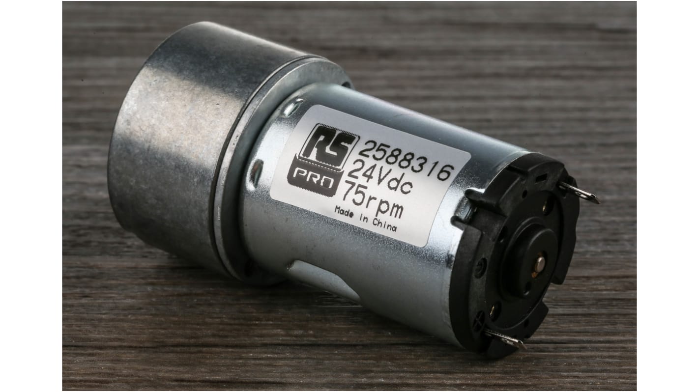 RS PRO Geared DC Geared Motor, 24 V dc, 20 Ncm, 75 rpm, 5mm Shaft Diameter