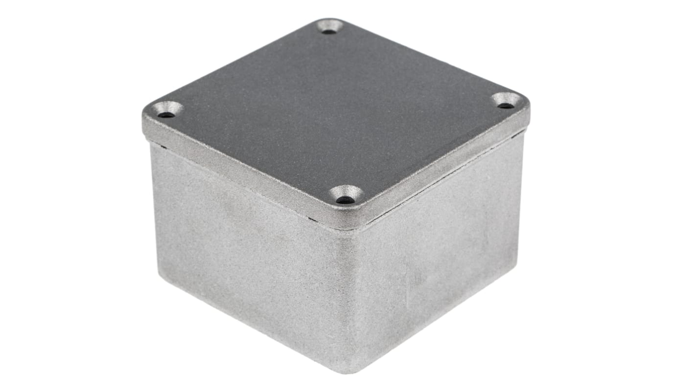 RS PRO Grey Die Cast Aluminium Enclosure, IP65, Grey Lid, 87 x 87 x 61mm