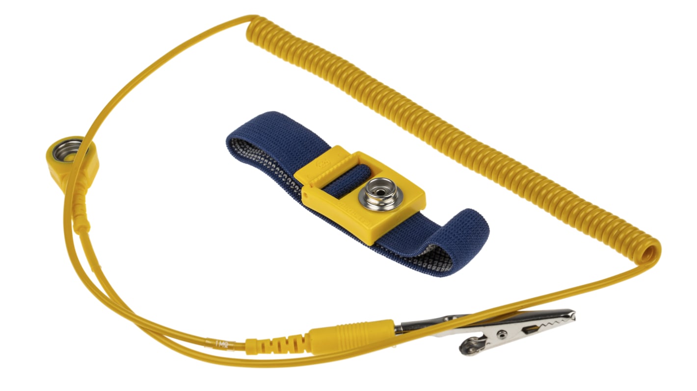 RS PRO ESD Grounding Wrist Strap & Cord Set With 10 mm Socket, 10 mm Stud