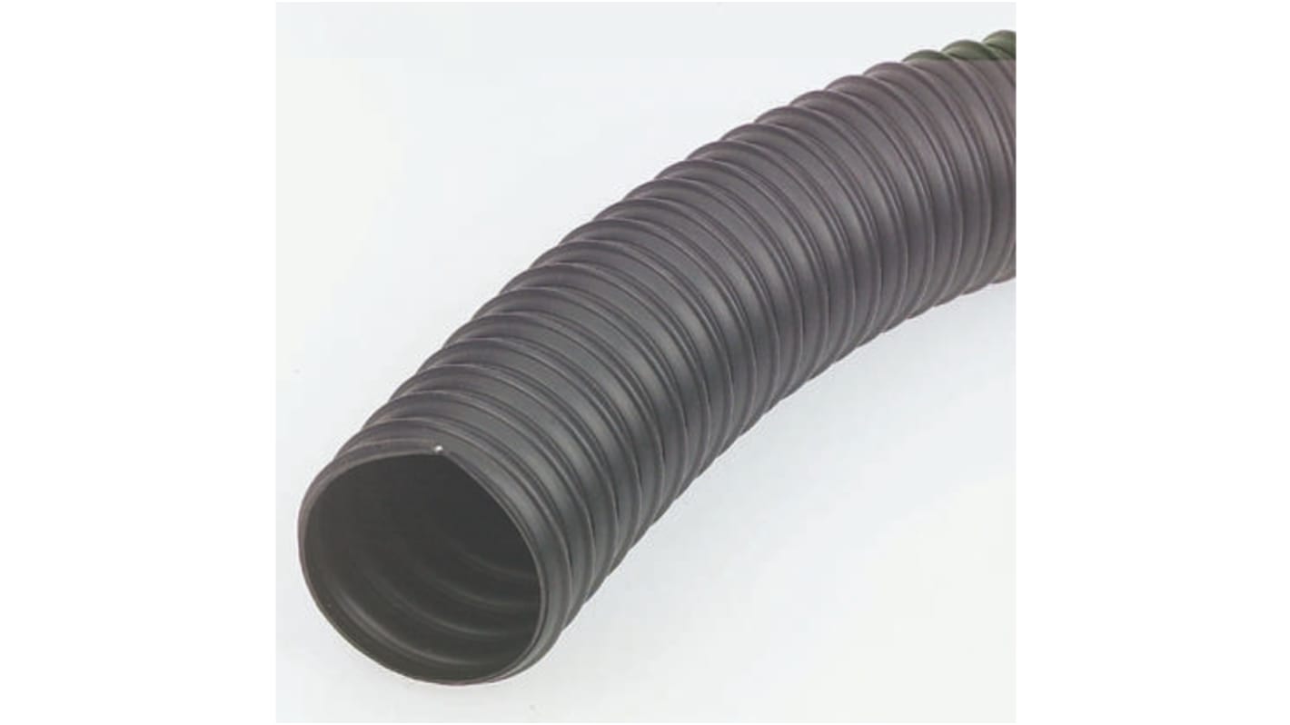 RS PRO Black PVC Reinforced Flexible Ducting, 10m, 100mm Bend Radius