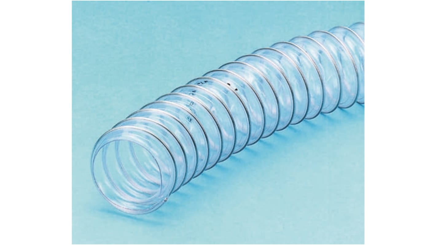 Conducto flexible, PUR, Transparente, reforzado, Longitud 5m, Diám.int. 50mm, Diám.ext. 55mm, Radio de curvatura 13mm