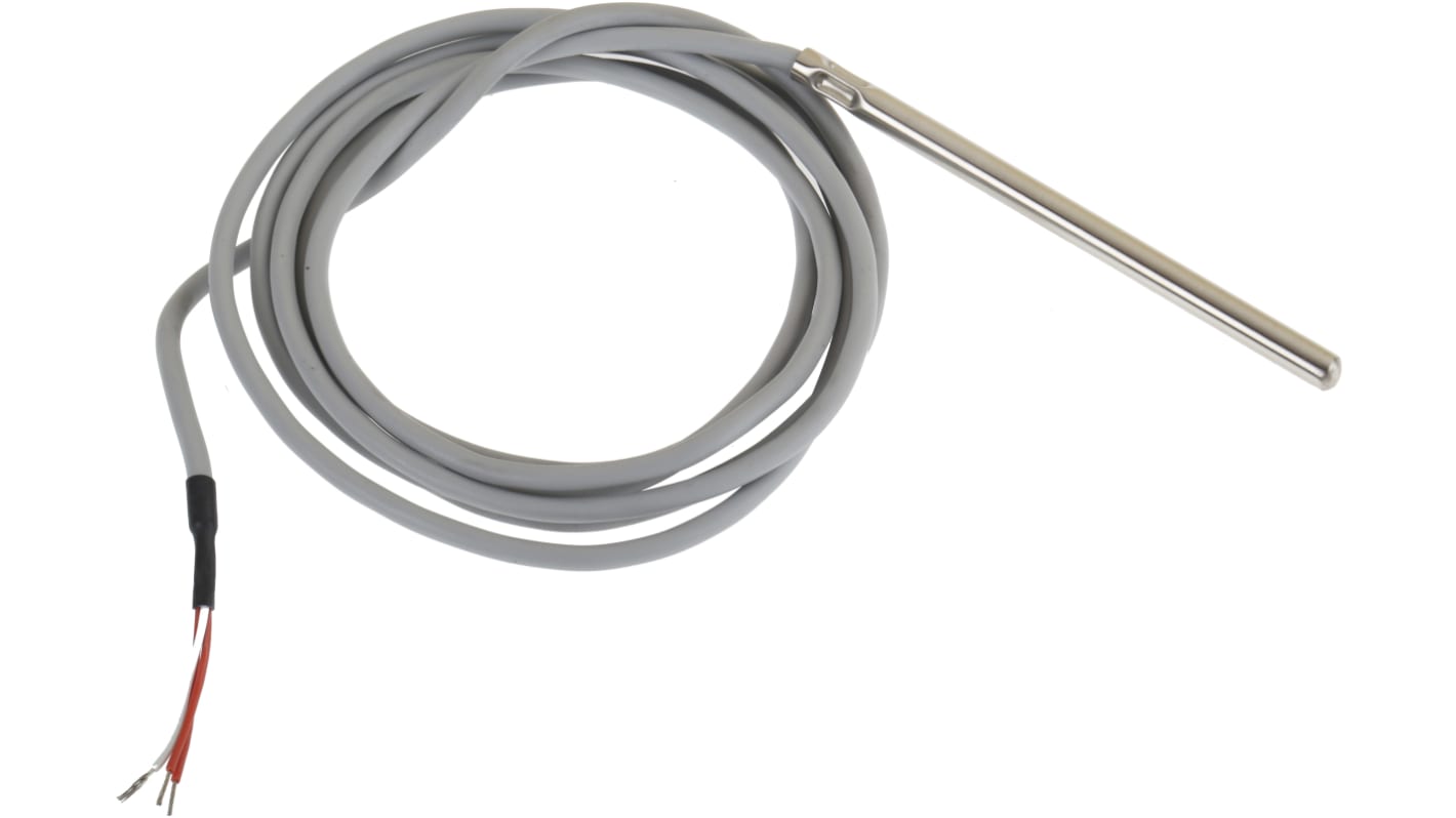 RS PRO PT100 RTD Sensor, 6mm Dia, 100mm Long, 3 Wire, Probe, Class A +200°C Max