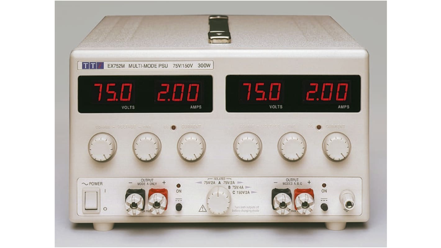 Fuente de alimentación Aim-TTi EX752M, calibrado RS, 2 salidas, 0 → 75V, 0 → 2A, 300W