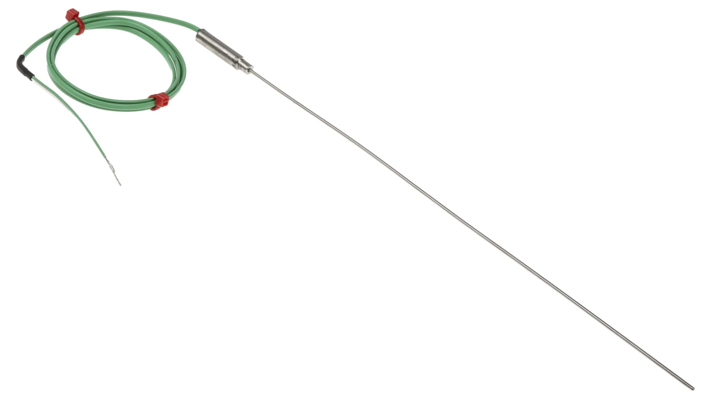 Termopar tipo K RS PRO, Ø sonda 1.5mm x 250mm, temp. máx +1100°C, cable de 1m, conexión Extremo de cable pelado