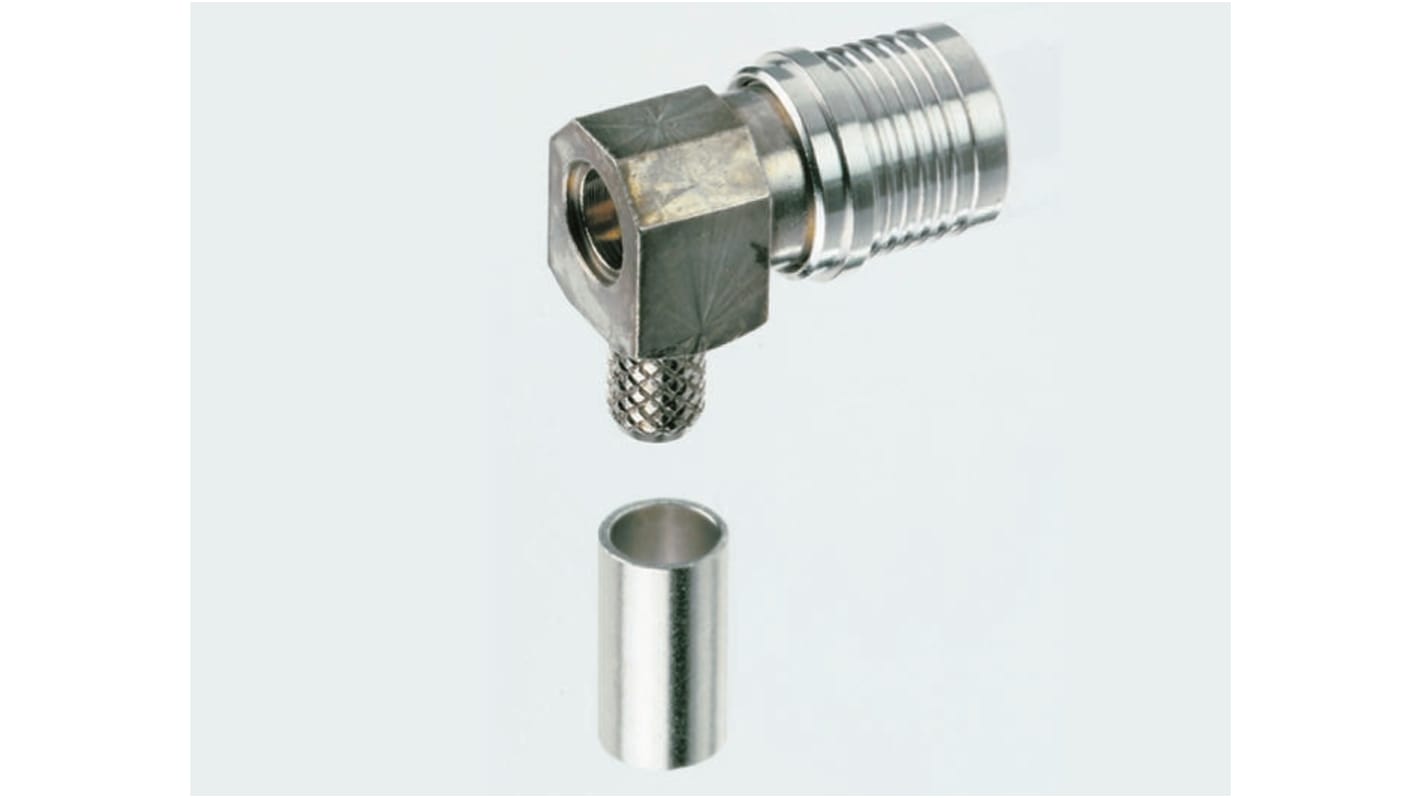 Radiall, Plug Cable Mount QMA Connector, 50Ω, Crimp Termination, Right Angle Body