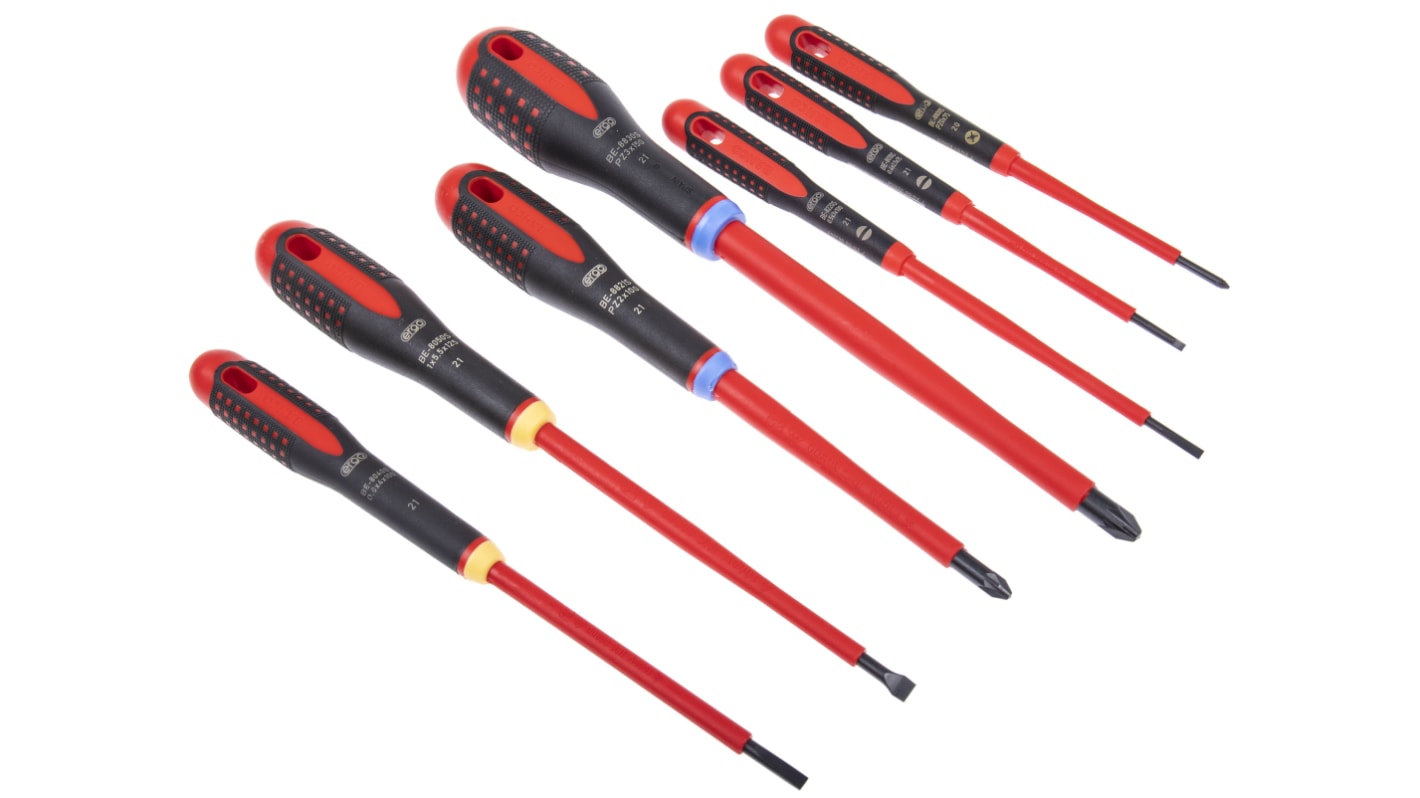 Bahco Pozidriv; Slotted Insulated Screwdriver Set, 7-Piece