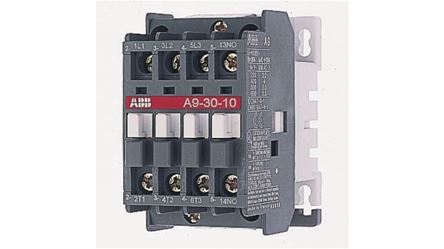 ABB A Line Series Contactor, 110 V ac Coil, 3-Pole, 27 A, 5.5 kW, 3NO, 690 V ac