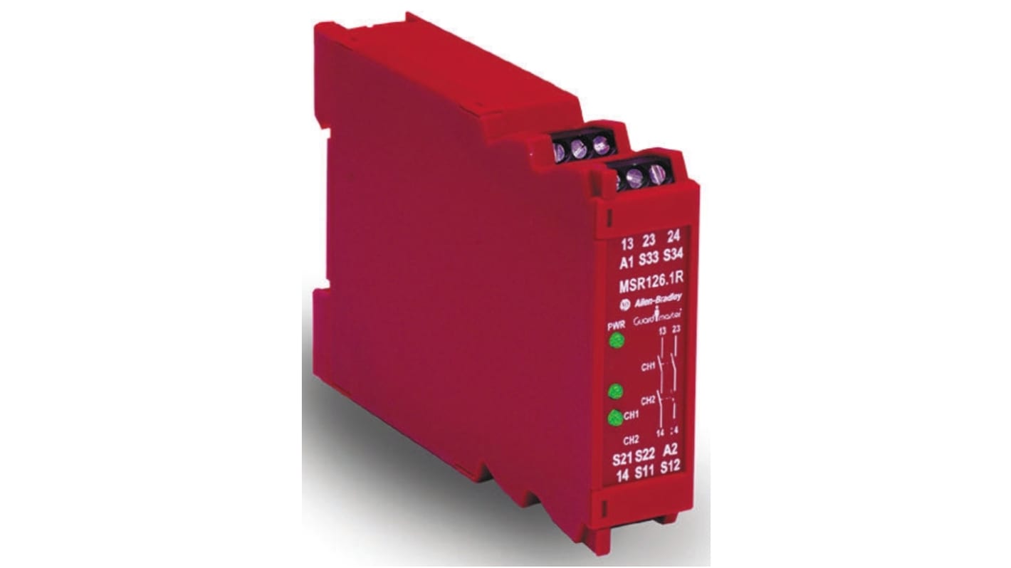 Relè di sicurezza Allen Bradley 440R / MSR126R, 230V ca, 1 canale, 2 contatti di sicurezza