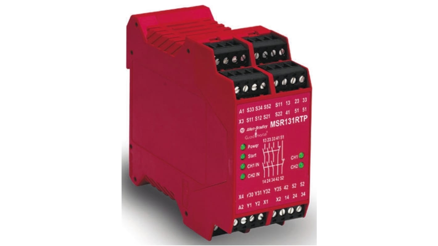 Relé de seguridad Allen Bradley Guardmaster MSR, Minotaur 440R / MSR131RTP de 2 canales, para Control de seguridad,