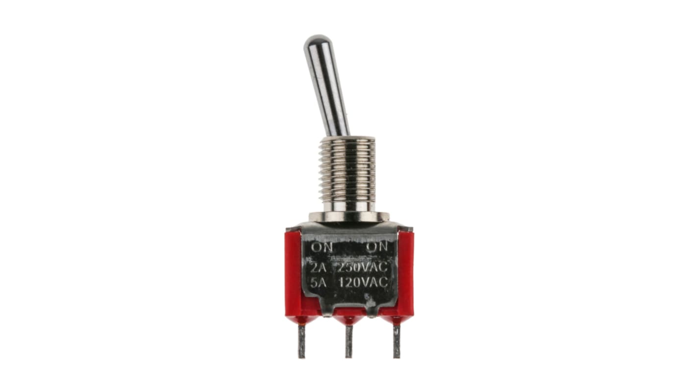 RS PRO, 1-polet skifte Vippeomskifter, On-On, Panelmontering