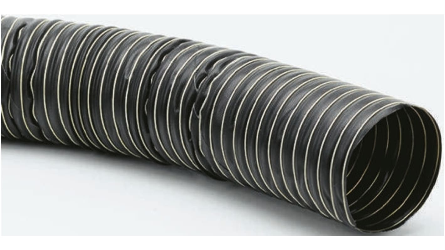 RS PRO Black Glass Fibre Reinforced Neoprene Reinforced Flexible Ducting, 4m, 19mm Bend Radius