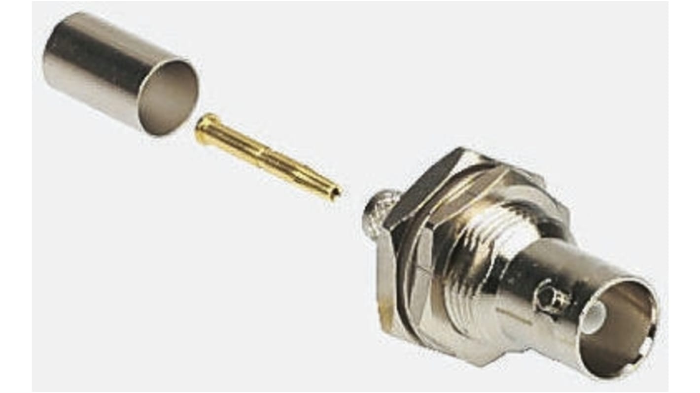 Amphenol RF, Jack Panel Mount BNC Connector, 50Ω, Crimp Termination, Straight Body