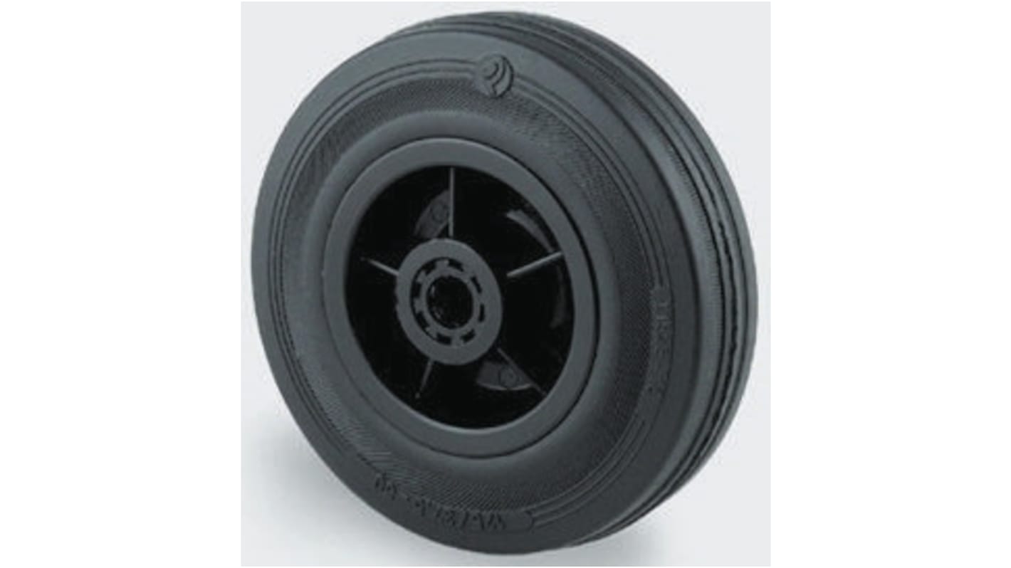 Tente Black Rubber Ageing Resistant Trolley Wheel, 75kg