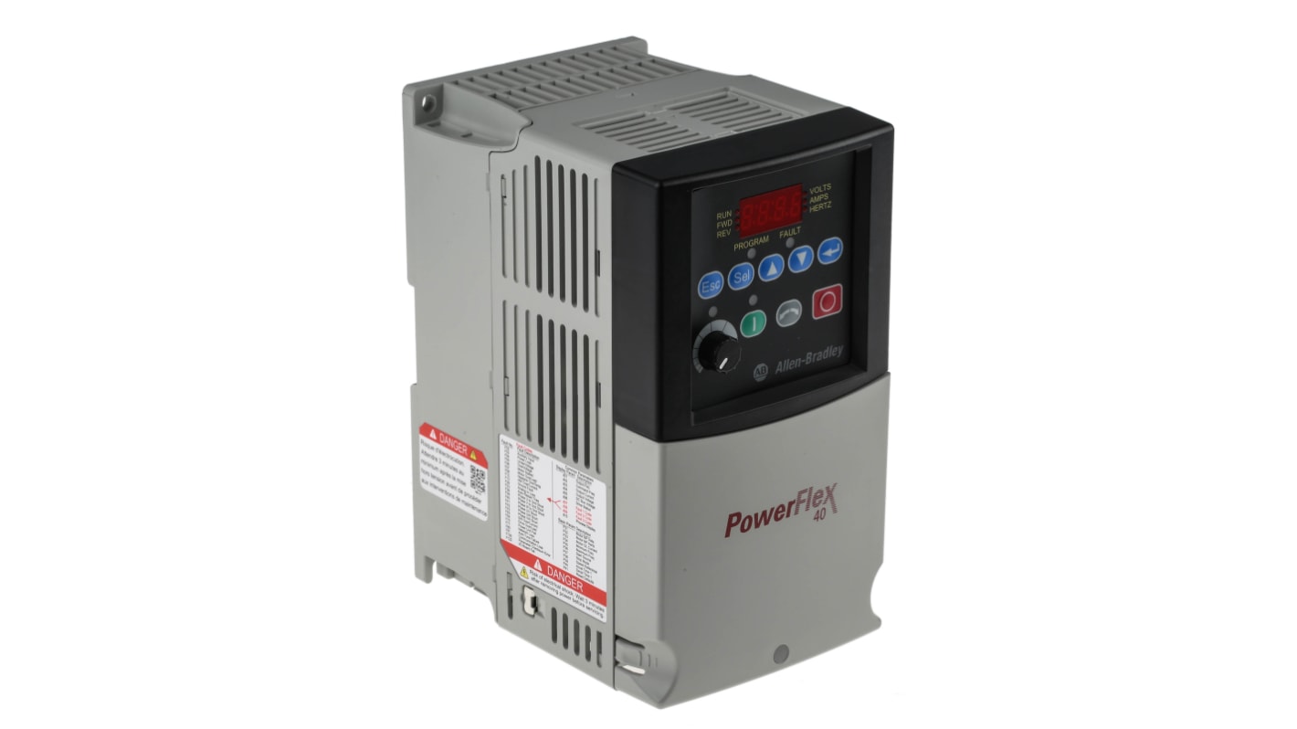 Allen Bradley Inverter Drive, 4 kW, 3 Phase, 400 V ac, 10.5 A, PowerFlex 40 Series