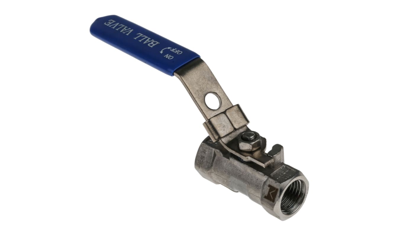 RS PRO Stainless Steel Reduced Bore, 2 Way, Ball Valve, BSPP 1/4in, 68bar Operating Pressure