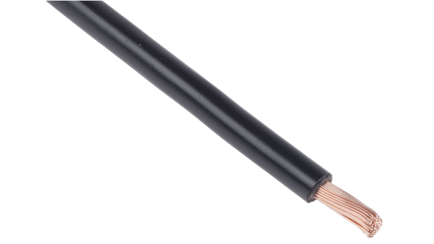 RS PRO Black 10mm² Hook Up Wire, 7 AWG, 72/0.4 mm, 25m, PVC Insulation