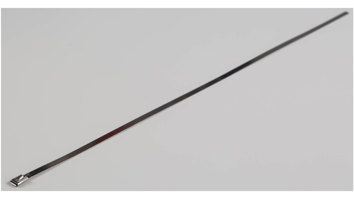 RS PRO Cable Tie, Roller Ball, 520mm x 4.6 mm, Metallic 316 Stainless Steel, Pk-100
