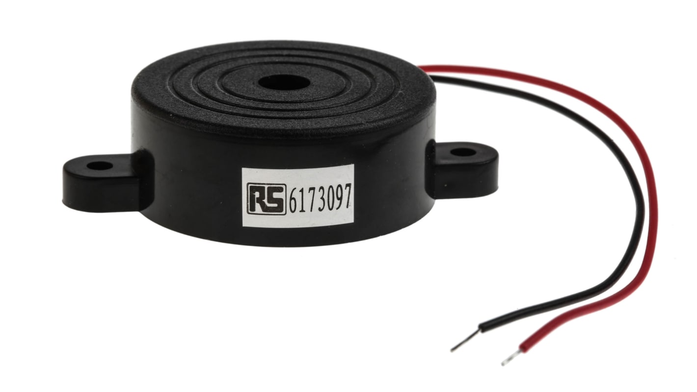 RS PRO 96dB Panel Mount Continuous Internal Piezo Buzzer, 41.8 x 16mm, 1.5V dc Min, 20V dc Max