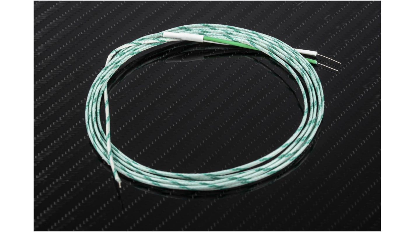 RS PRO K型热电偶, 探头Φ0.3mm x 2m, 可测+600°C, 线长2m, 电缆接端, 玻璃纤维探头, 0.7 秒响应