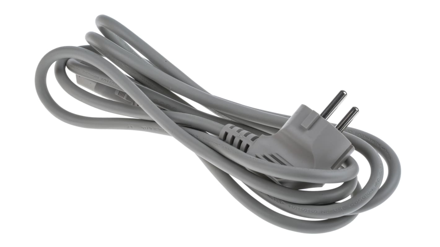RS PRO Konfektioniertes Stromkabel, A IEC C13 / Buchse, B CEE 7/7 / Stecker, 10 A, 2.5m Grau,  250 V