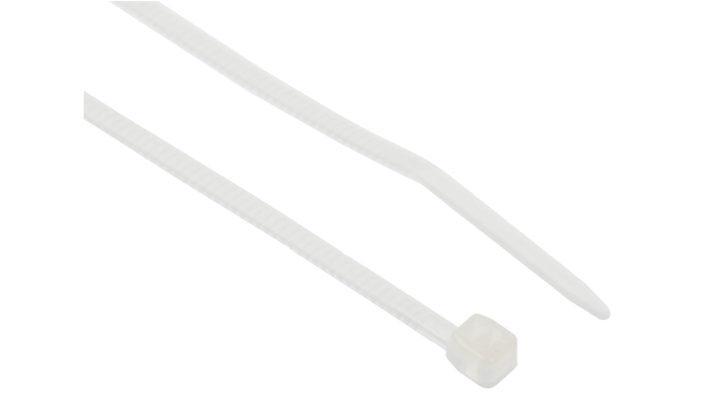 RS PRO Cable Tie, Sub Miniature, 71mm x 1.6mm, White Nylon, Pk-100