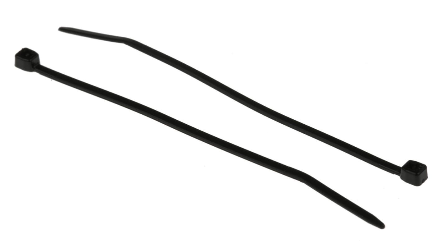 Kabelová vázací páska Subminiaturní 71mm 1,6 mm Černá Nylon 66 RS PRO