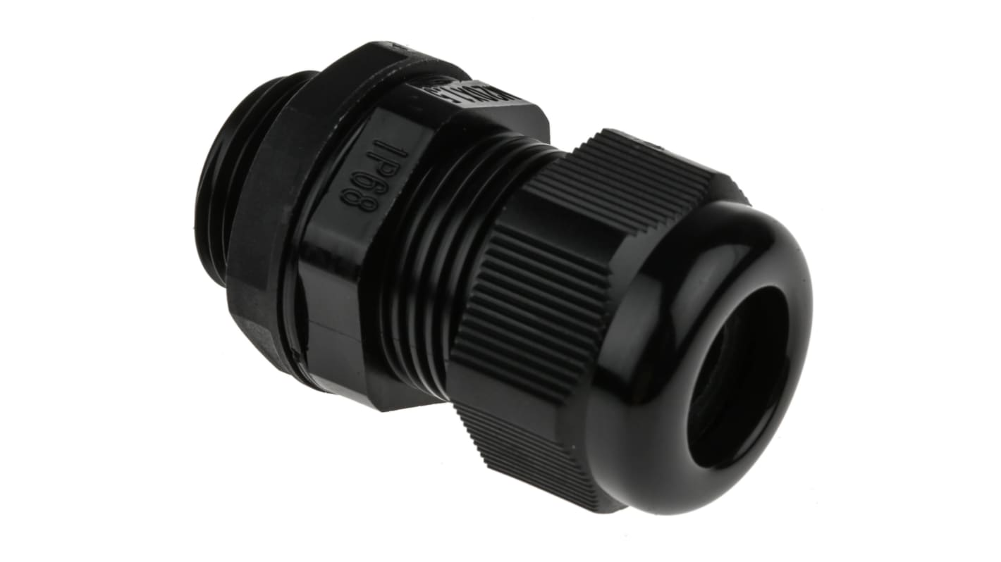 RS PRO Black Nylon Cable Gland, M20 Thread, 4mm min., 9mm max., IP68