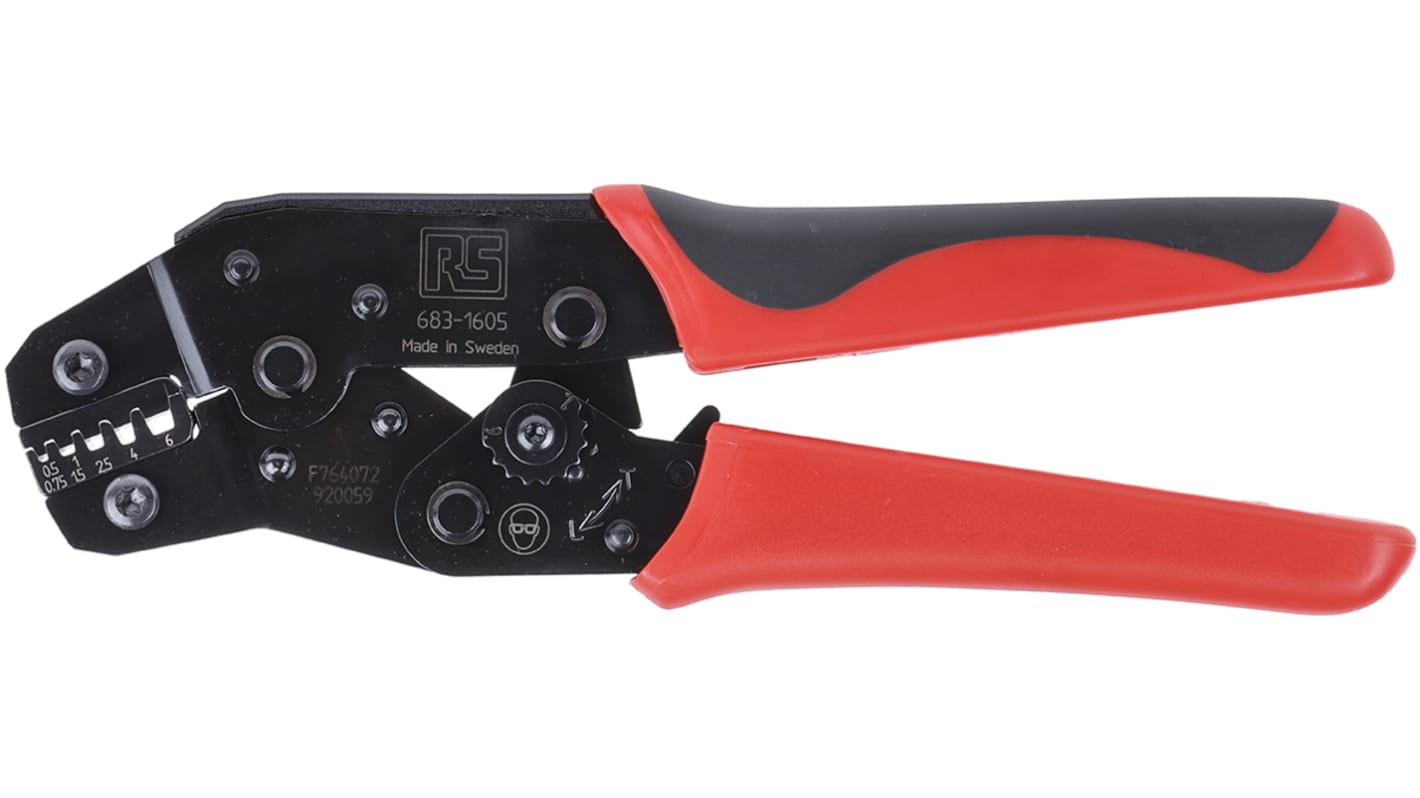 RS PRO Hand Ratcheting Crimp Tool for Wire End Sleeves, 0.5 → 6mm² Wire