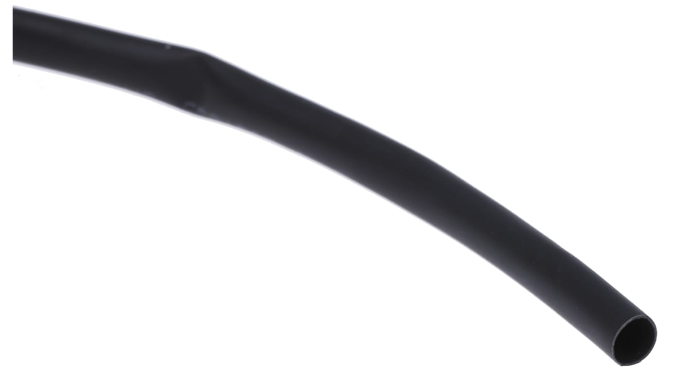 RS PRO 阻燃聚烯烃热缩管, 黑色, Φ3mm, 10m长, 3:1收缩比, 1mm收缩径, -55 → +135 °C