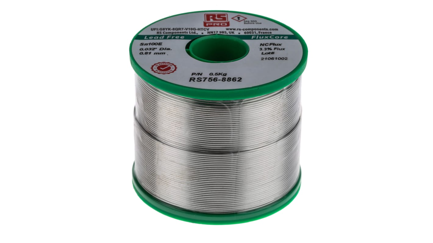 RS PRO Wire, 0.81mm Lead Free Solder, 228°C Melting Point