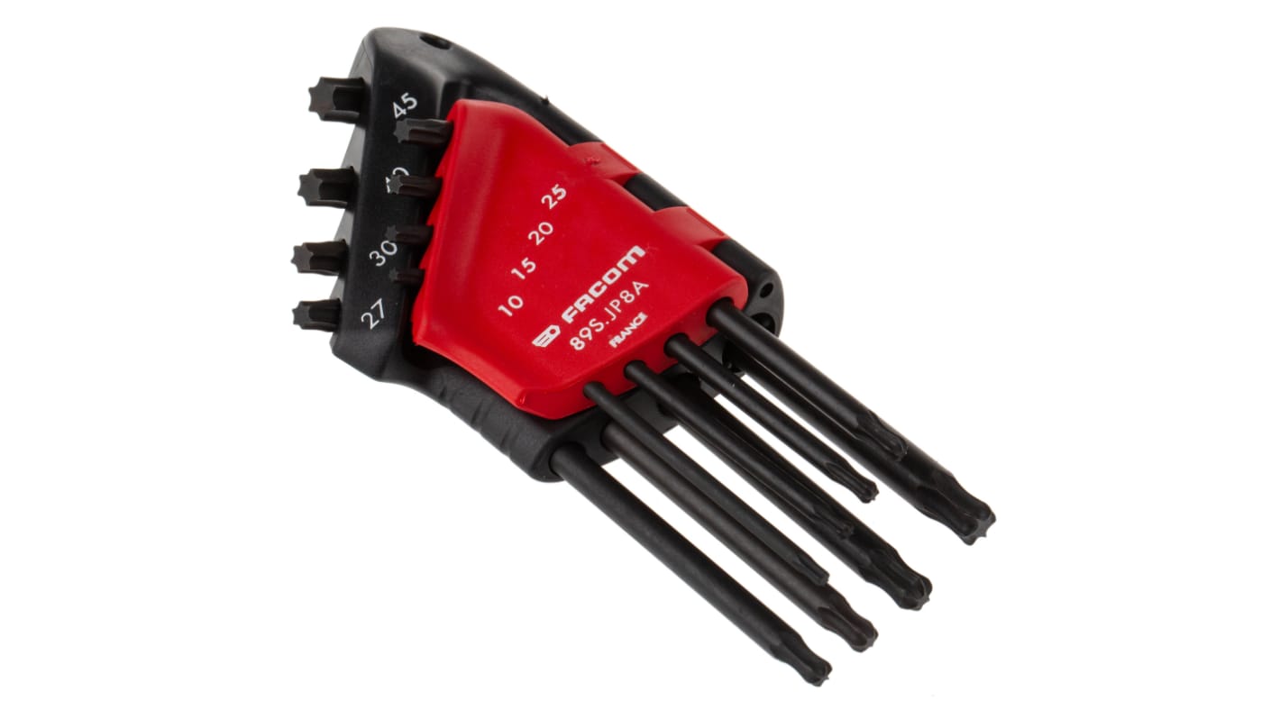 Juego de llaves Torx Facom 8 piezas T10, T15, T20, T25, T27, T30, T40, T45 forma L conducto Largo