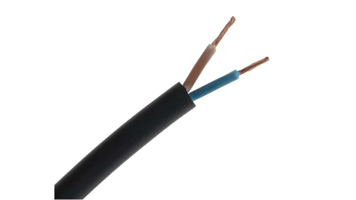 RS PRO 2 Core Power Cable, 1.5 mm², 100m, Black CPE Sheath, 21 A, 450 V, 750 V