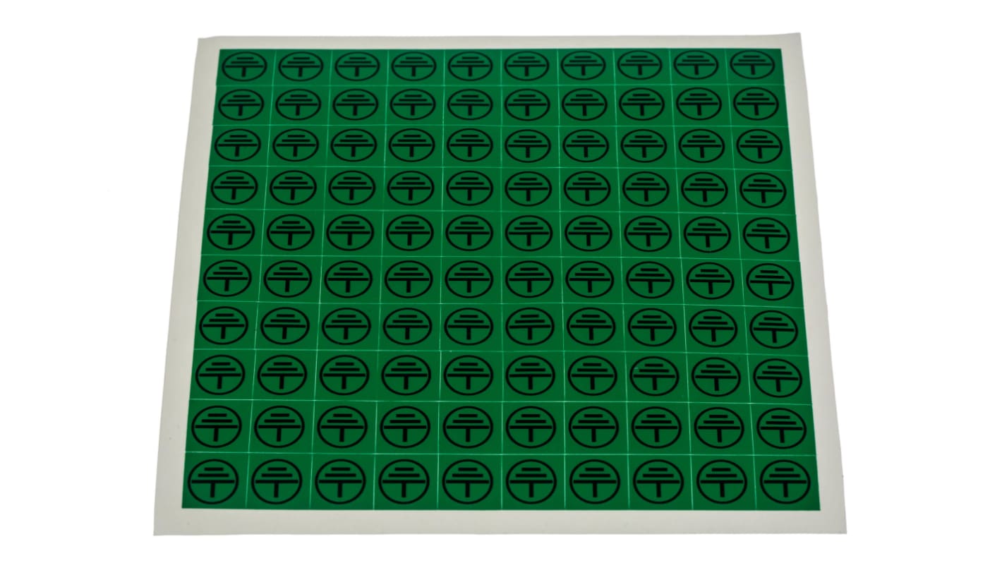 RS PRO Black/Green Vinyl Safety Labels, Symbol-Text 12.5 mm x 12.5mm