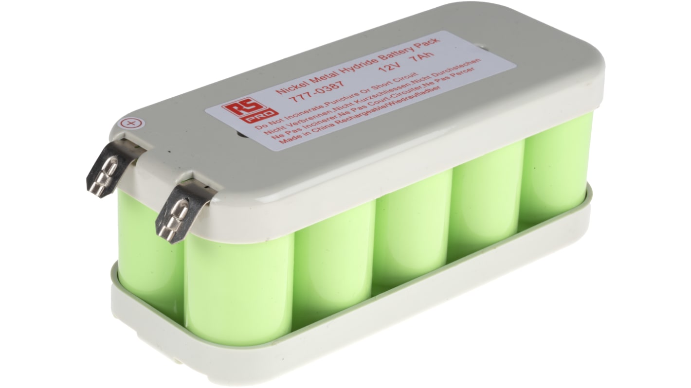 RS PRO 12V NiMH Rechargeable Battery Pack, 7Ah - Pack of 1