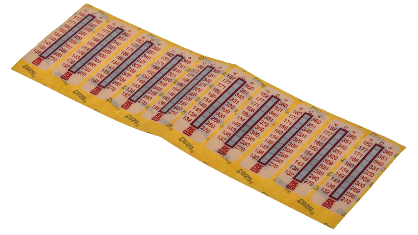 RS PRO Non-Reversible Temperature Sensitive Label, 132°C to 182°C, 10 Levels