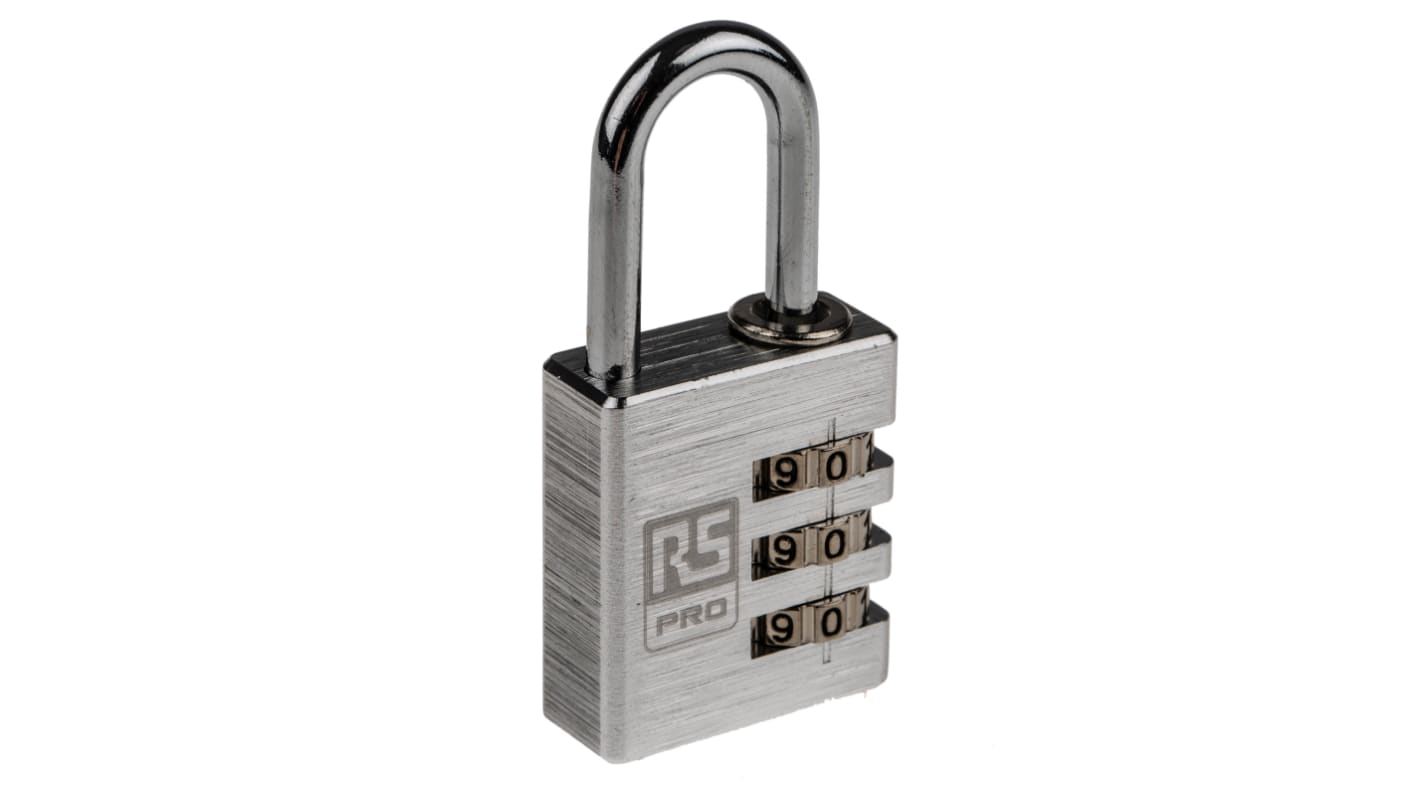 RS PRO Combination Aluminium Combination Padlock, 5mm Shackle, 30mm Body