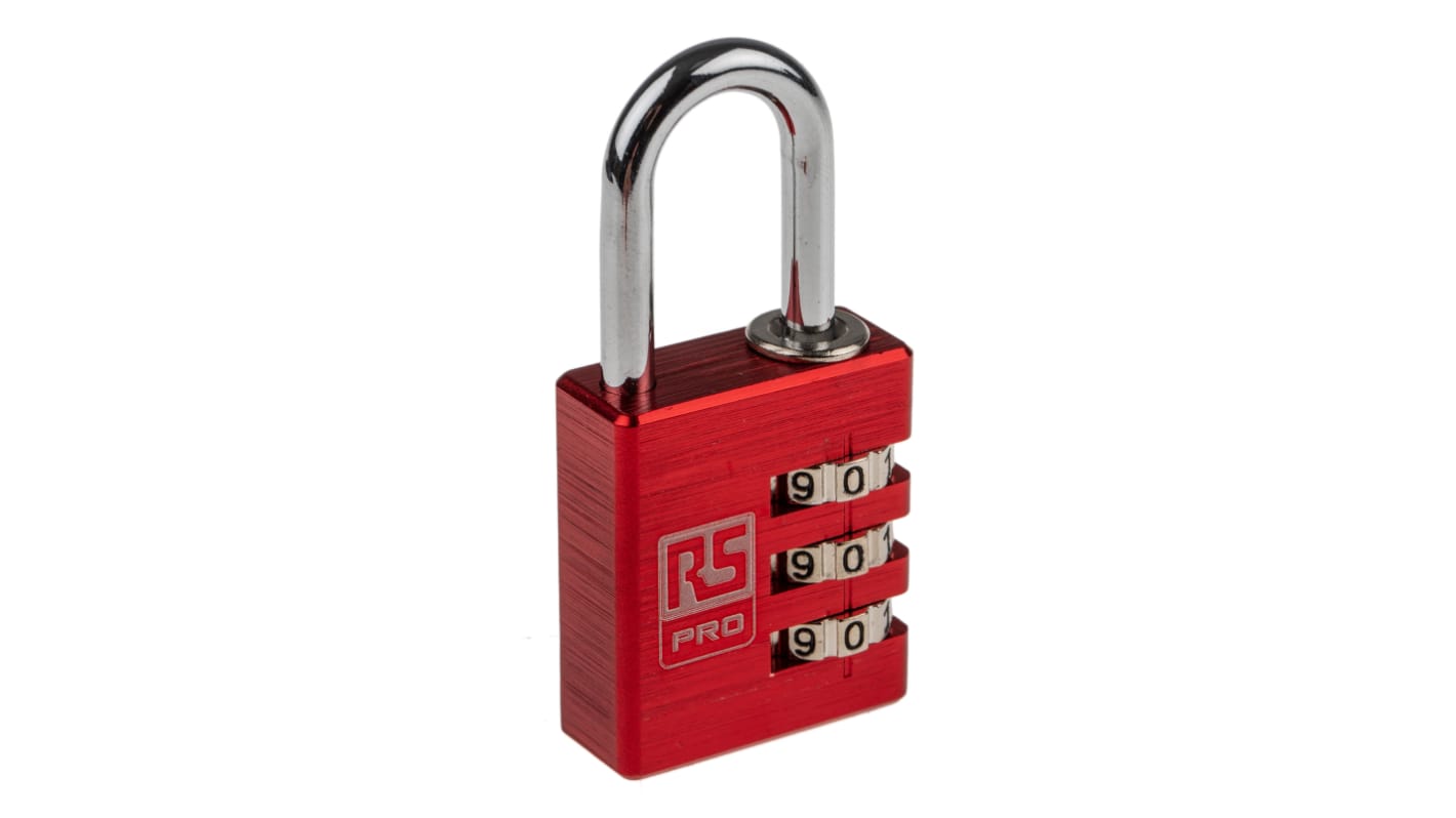 RS PRO Aluminium Zahlenschloss, Kombinationsschloss Rot , Bügel-Ø 5mm x 26mm