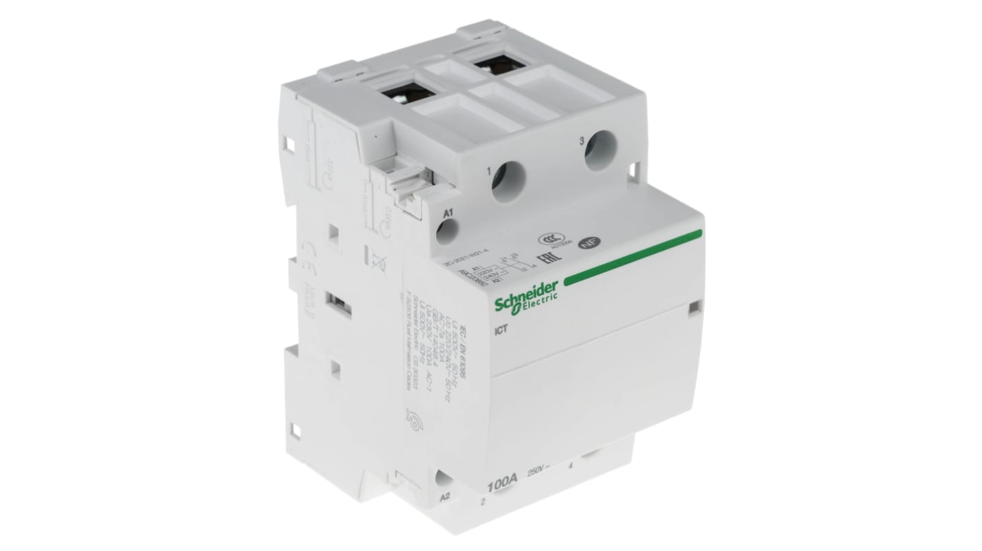 Schneider Electric Acti9 iCT iCT Contactor, 230 V ac Coil, 2-Pole, 100 A, 2NO, 250 V ac