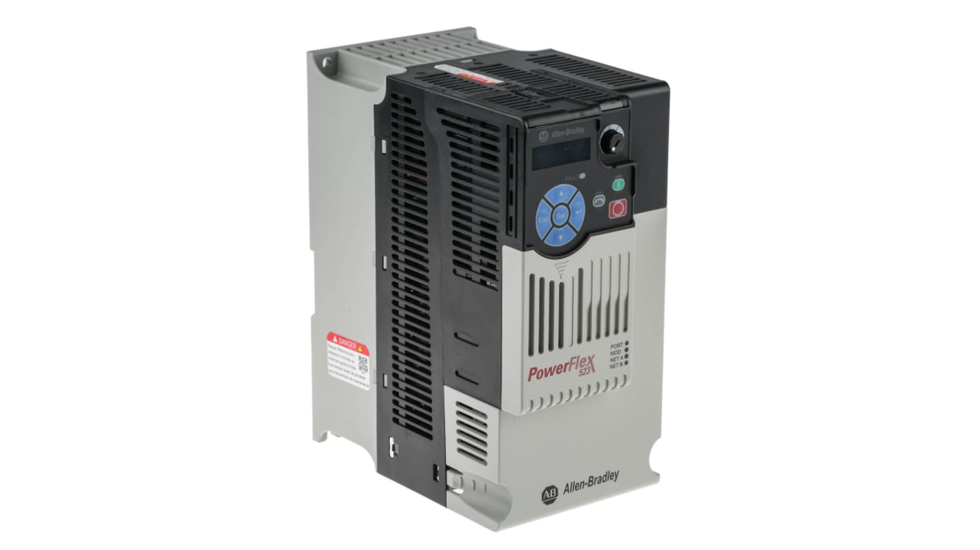 Allen Bradley Inverter Drive, 7.5 kW, 3 Phase, 400 V ac, 17 A, PowerFlex 523 Series