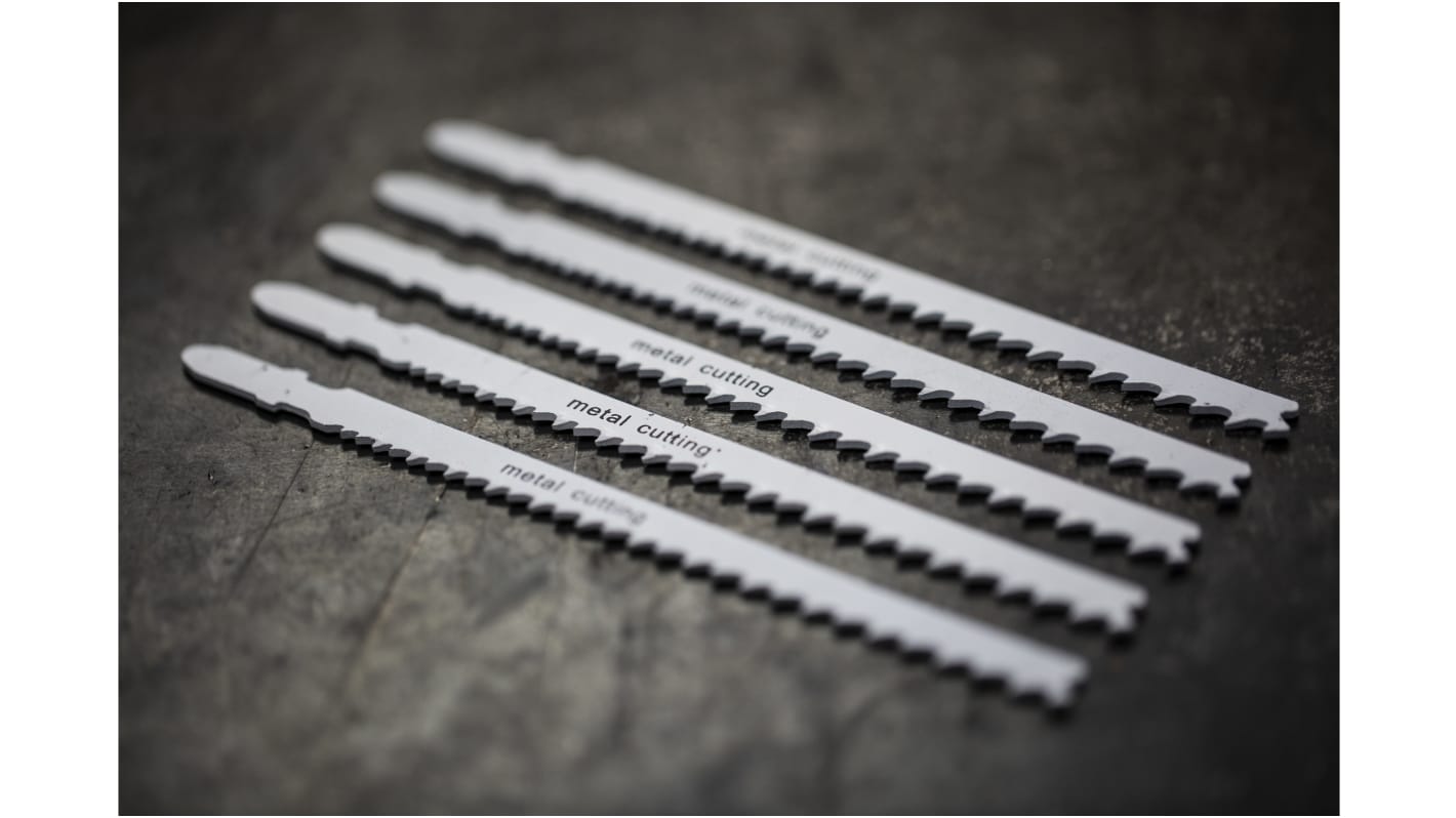 Lame de scie sauteuse RS PRO, 5 → 10 dents par pouce, Longueur de coupe 105mm, Pas de 2.4 - 5mm, X 5