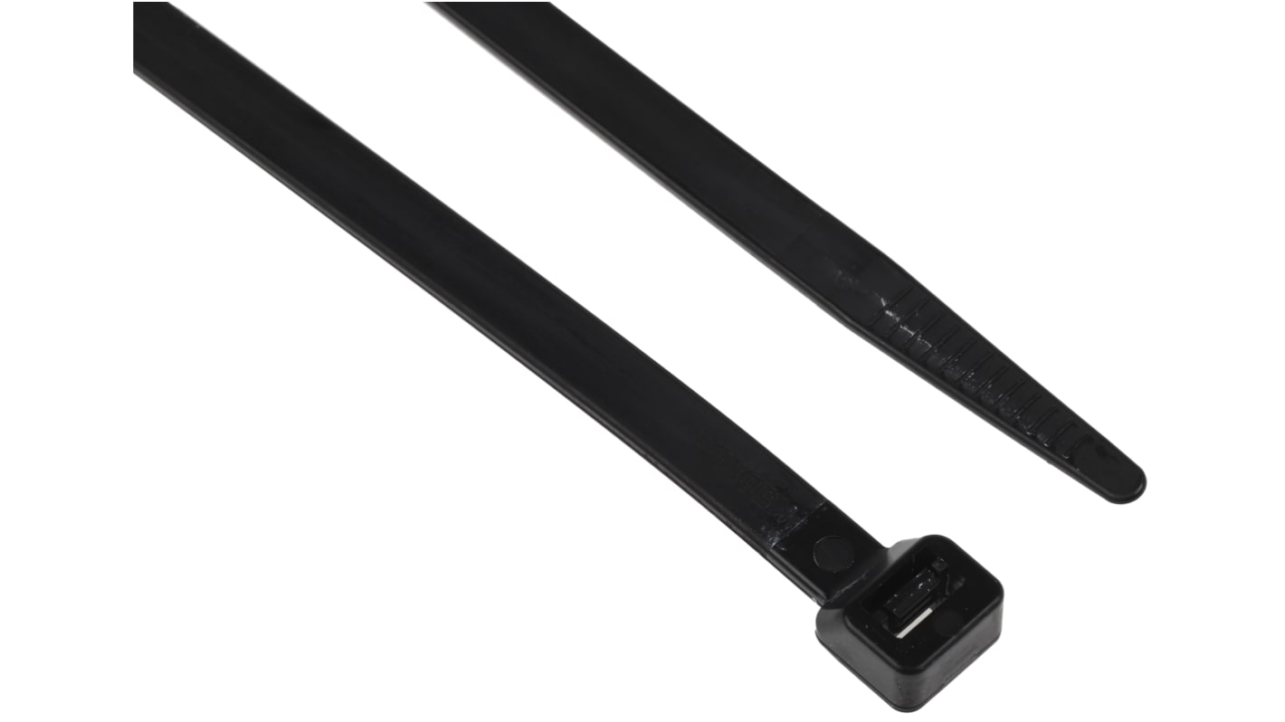 RS PRO 結束バンド, 380mm x 7.6mm, 黒, ナイロン 66